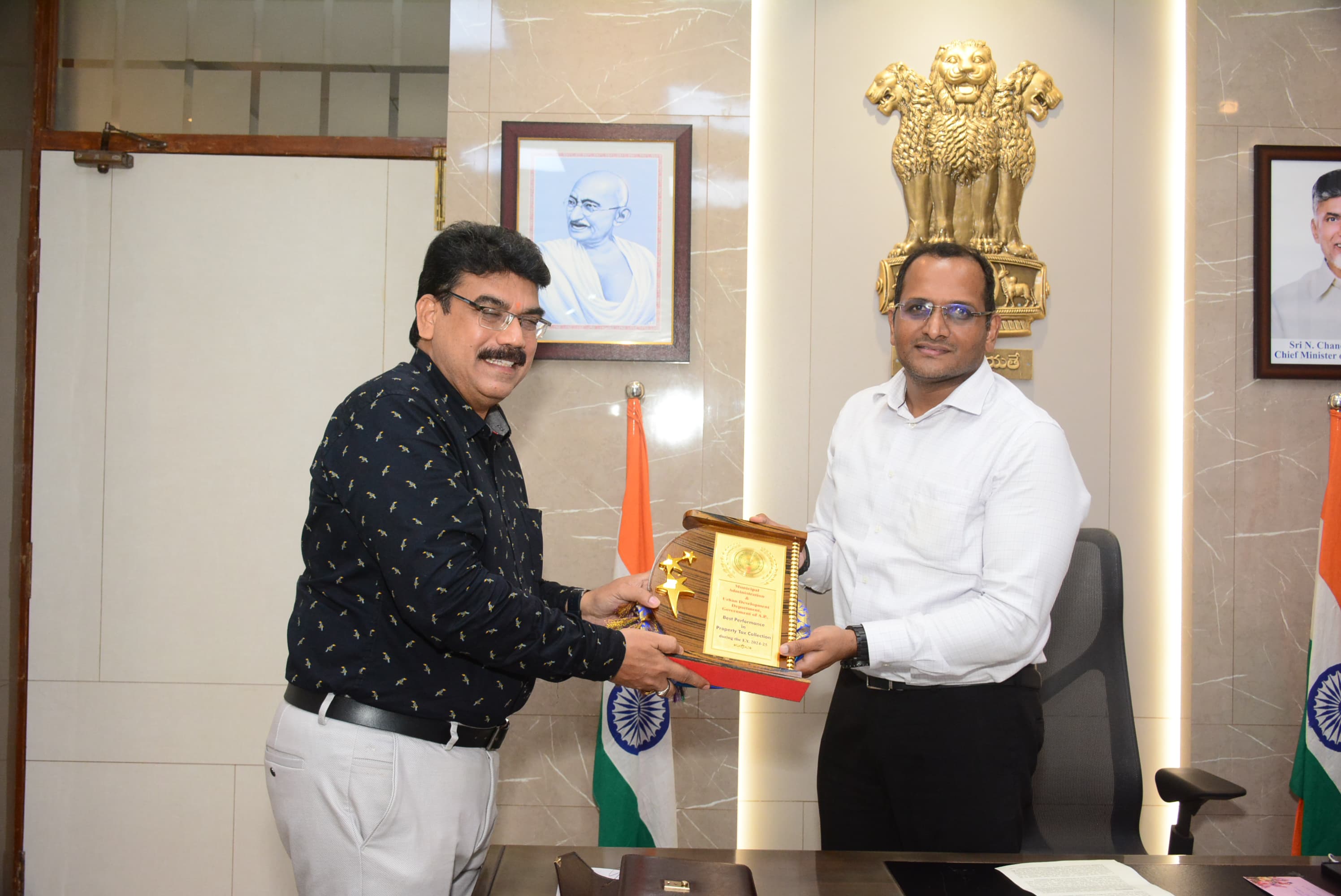 GVMC has collected Rs.510 crore in property vacant land tax for the F.Y. 2024 25 ranking first in the state. The award was handed over to the District Collector and GVMC Commissioner