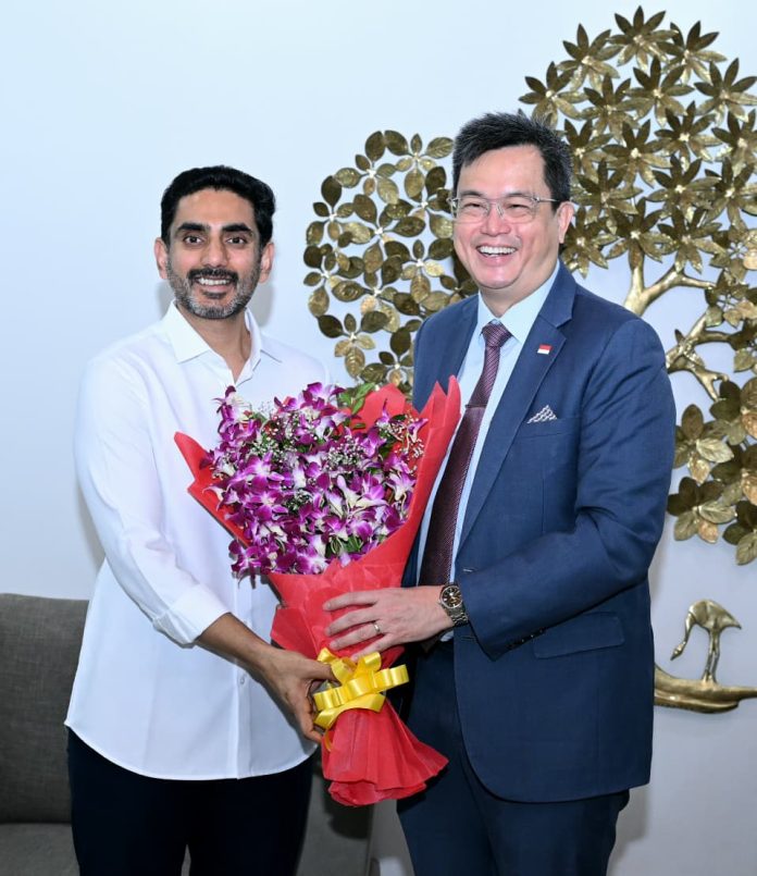 Nara Lokesh meets Singapore Consul General Edgar Pang Tze Chiang to strengthen Andhra Pradesh-Singapore partnership.