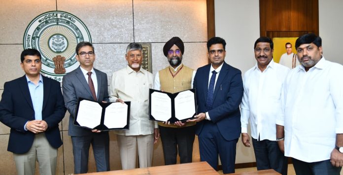 Andhra Pradesh CM N Chandrababu Naidu at MoU signing for Rs 15,000 crore greenfield shipyard at Dugarajapatnam